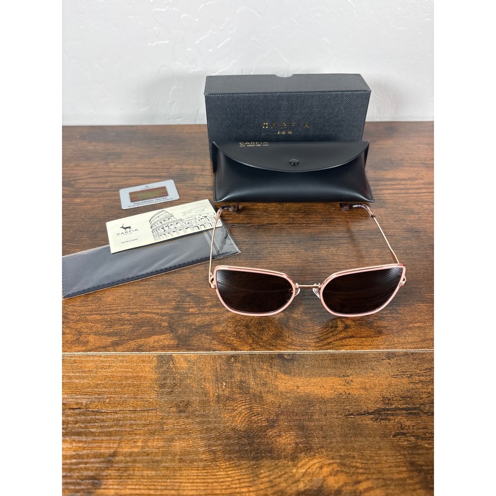 Carfia Pink Rose Gold Polarized Cat Eye Sunglasses CA5383 C04 Womens‎ Designer